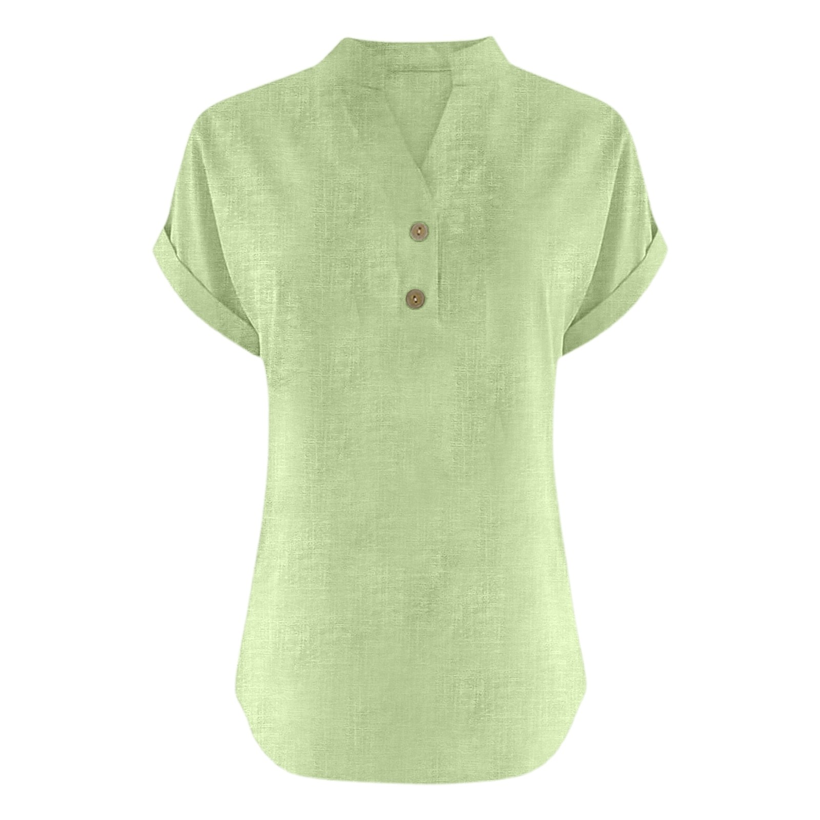 thumbnail image 5 of Camiseta informal de mujer con cuello en V y color liso - Tejido transpirable para el verano, fácil de combinar con vaqueros/pantalones, 5 of 5
